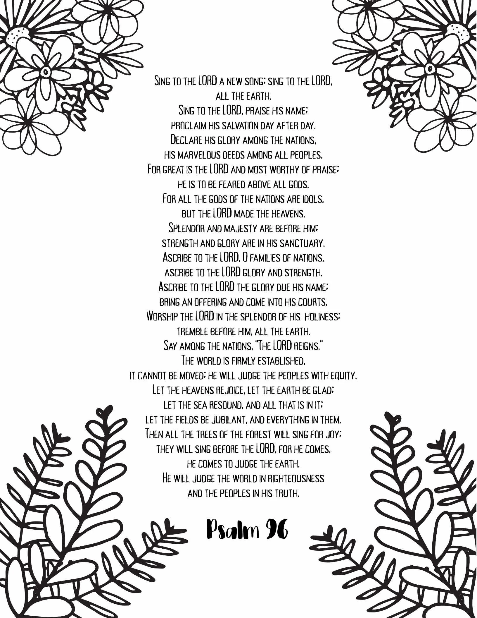 psalms 91 - 100 - free coloring — stevie doodles